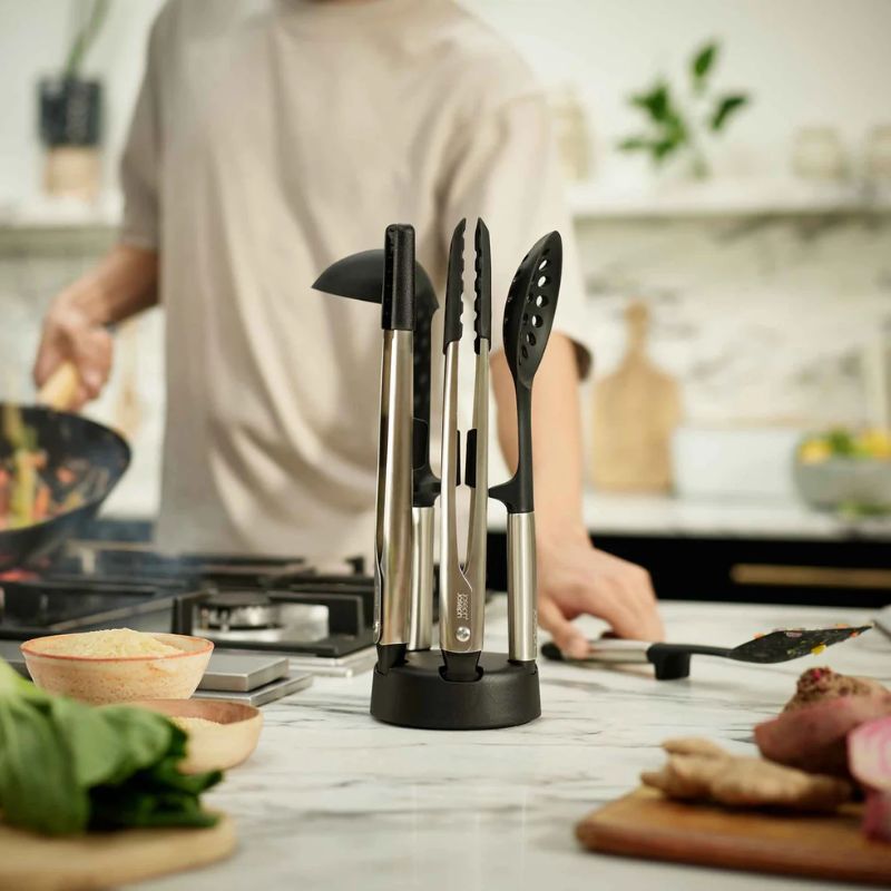 Joseph Joseph, Elevate™ Fusion 5-piece Stainless-steel Utensil Set with Compact Stand