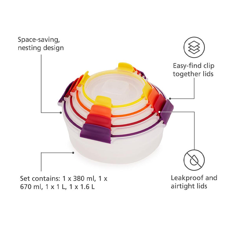 Joseph Joseph, Nest Lock 4-Piece Multicolour Round Food Container Set