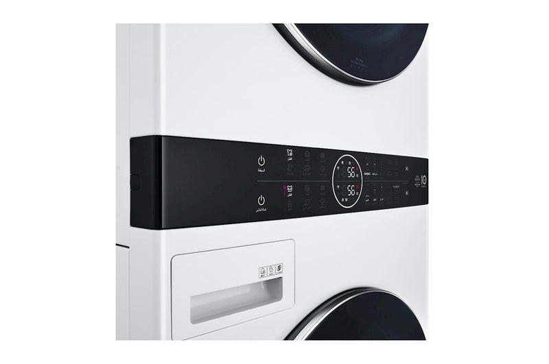 LG, Single Unit Front Load 21/16kg LG WashTower™ with Centre Control™, White