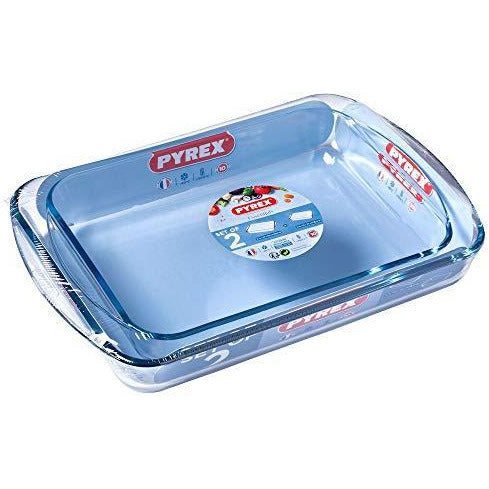 Pyrex, 2 Piece Glass Roaster Set, 2.6L, 3.7L