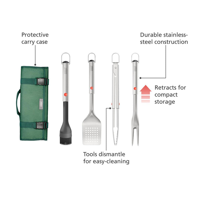 Joseph Joseph, GrillOut™ 4-Piece Stainless-Steel BBQ Utensil Set with Storage Case