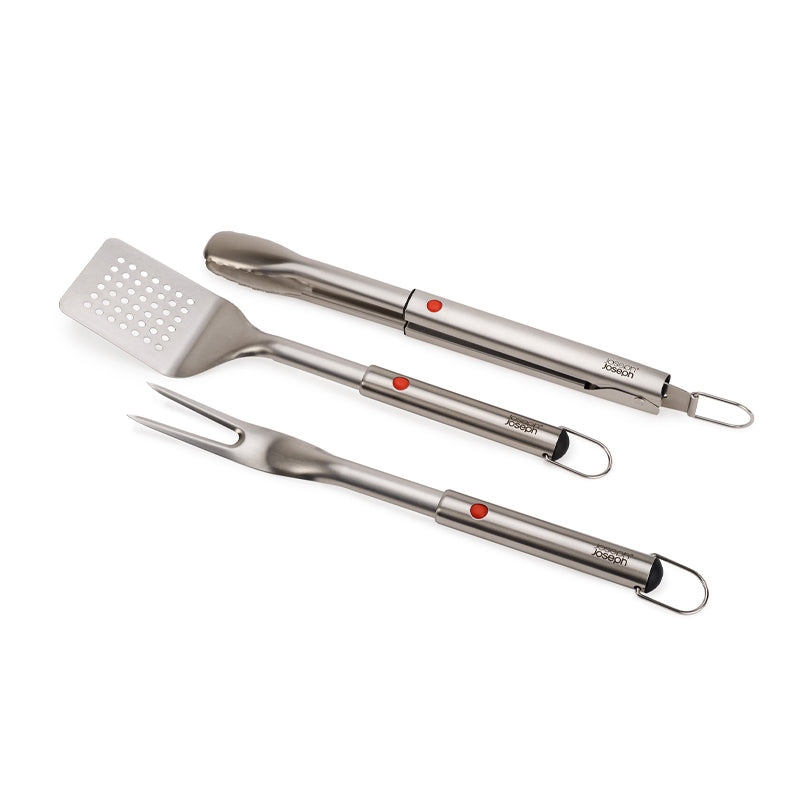 Joseph Joseph, GrillOut™ 3-Piece Stainless-Steel BBQ Turner, Tongs & Fork Set