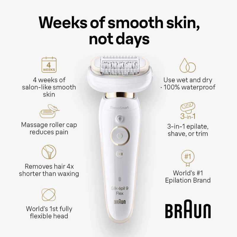 Braun, Silk·épil 9 Flex Epilator, Beauty Set with FaceSpa, SES 9300