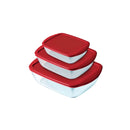 Pyrex, Cook & Store Rectangular with Lid, Set of 3 Red