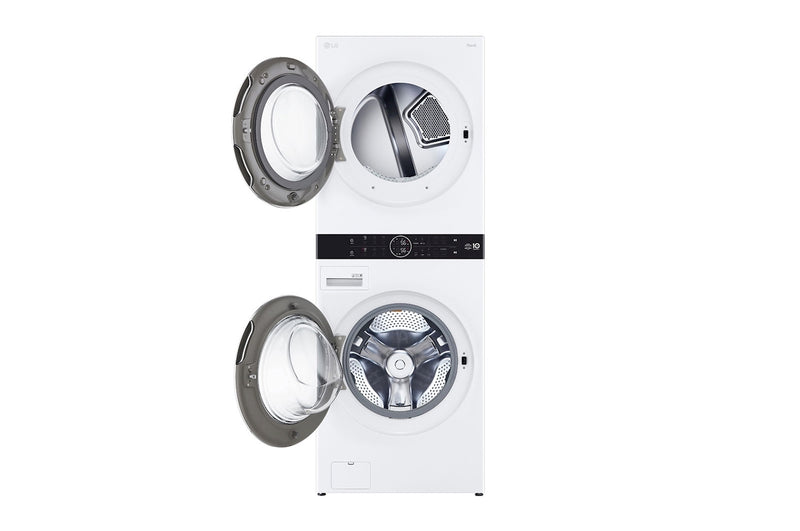 LG, Single Unit Front Load 21/16kg LG WashTower™ with Centre Control™, White