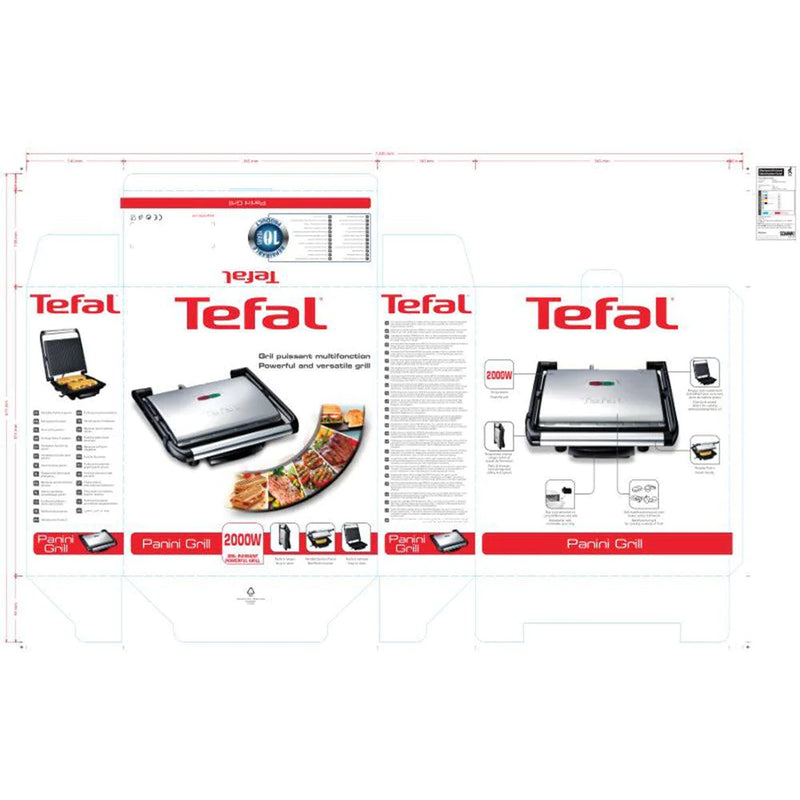 Tefal, Inicio Panini and Meat Grill XXL, 2000 W,GC241D12