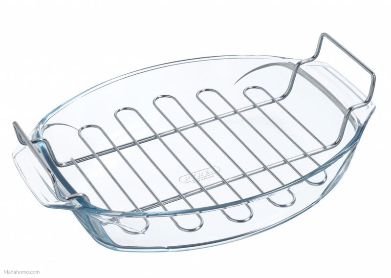 Pyrex, Irresistible Oval Roaster With Rack, 39X27Cm, 4L