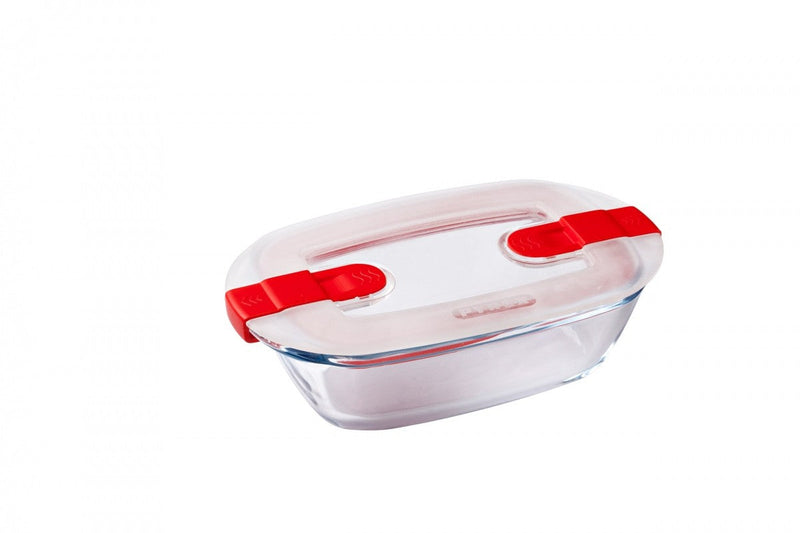 Pyrex, Cook & Heat Rectangular Glass Food Container With Patented Microwave Safe Lid, 17X10X5Cm