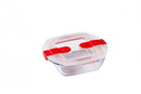 Pyrex, Cook & Heat Square Glass Food Container With Patented Microwave Safe Lid, 14X12X4Cm