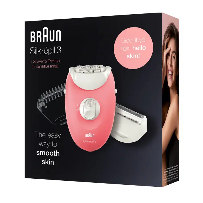 Braun, Silk-epil 3 Hair Removal Epiliator, Pink – SE3440