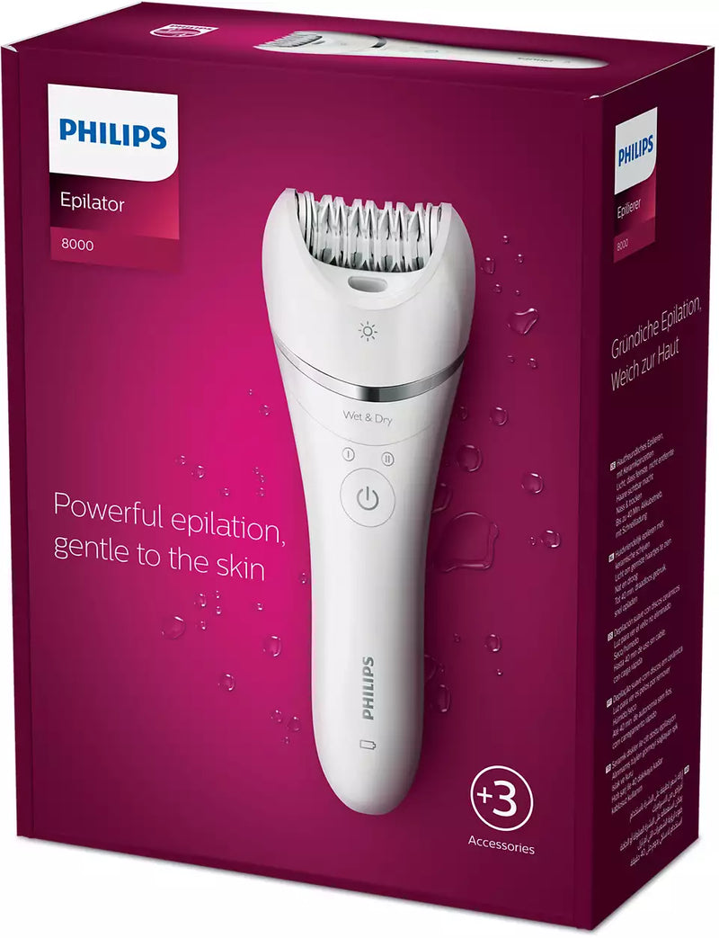 Philips, Epilator Series 8000 for Women, with 3 Accessories, BRE700