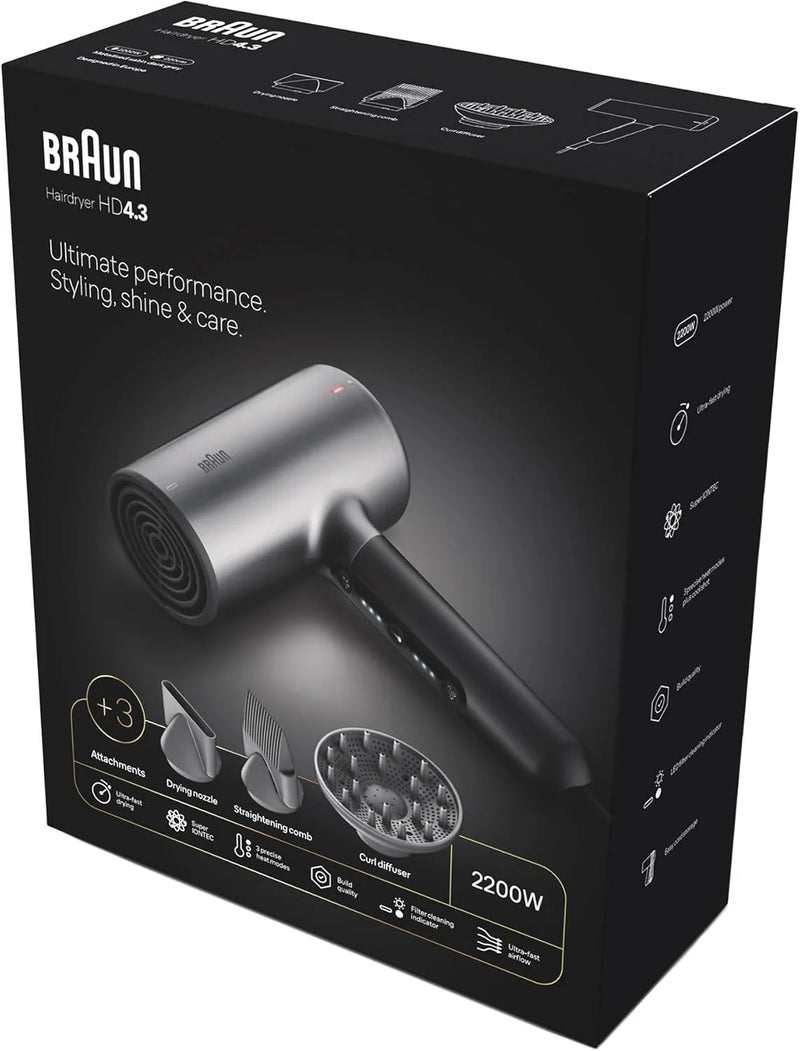 Braun, HD4.3 High Performance Hair Dryer BRHD435SDE - Electro Grey