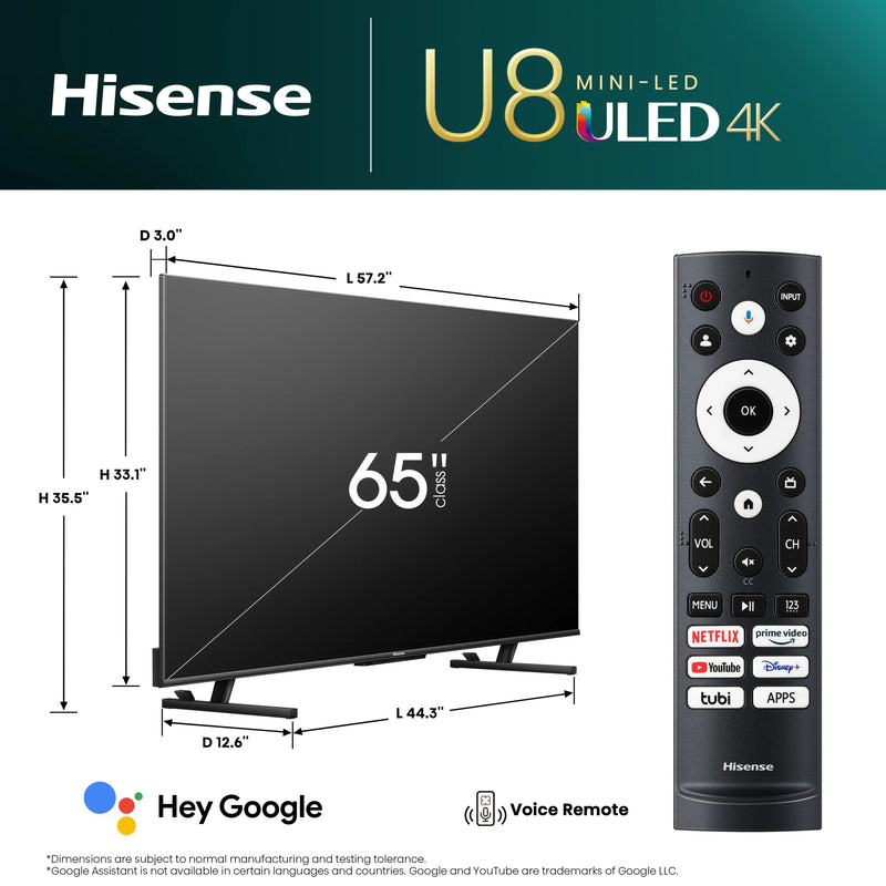 Hisense, 65″ U8K Mini-LED ULED 4K TV