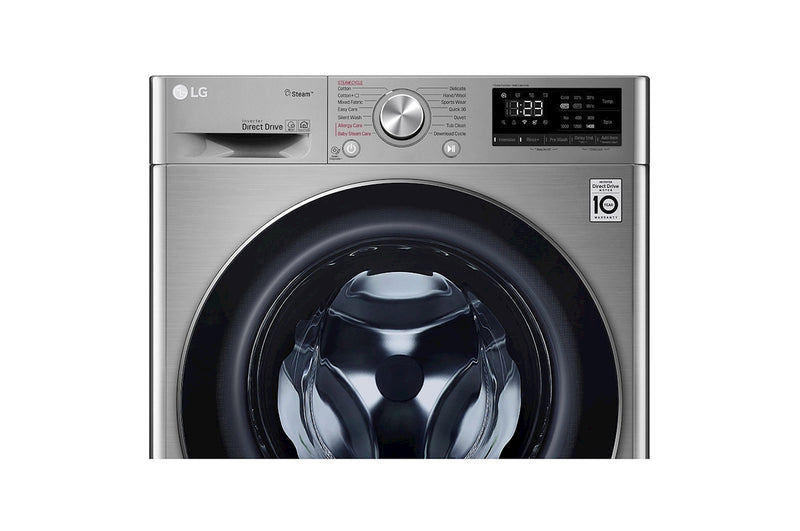 LG, Front Loading Washer, 8 Kg, Bigger Capacity, AI DD, Steam, ThinQ, Silver