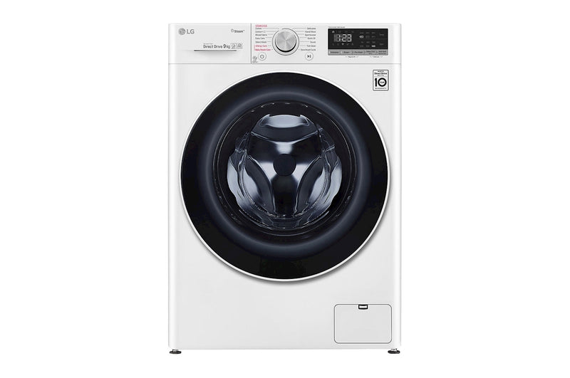 LG, Front Load Washer 9kg, AI Direct Drive Motor, Steam, White