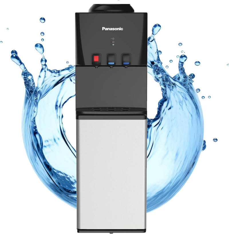 Panasonic, Top-Load Freestanding Water Dispenser, 3 Water Tank Types, Black & Silver