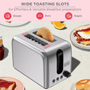 Black+Decker, 2-Slice, 1050W, Stainless Steel, Dual-Side Heating, 6 Browning Levels, Defrost, Reheat, Cancel Functions, Wide 36mm Slots, Removable Crumb Tray, Sleek Design
