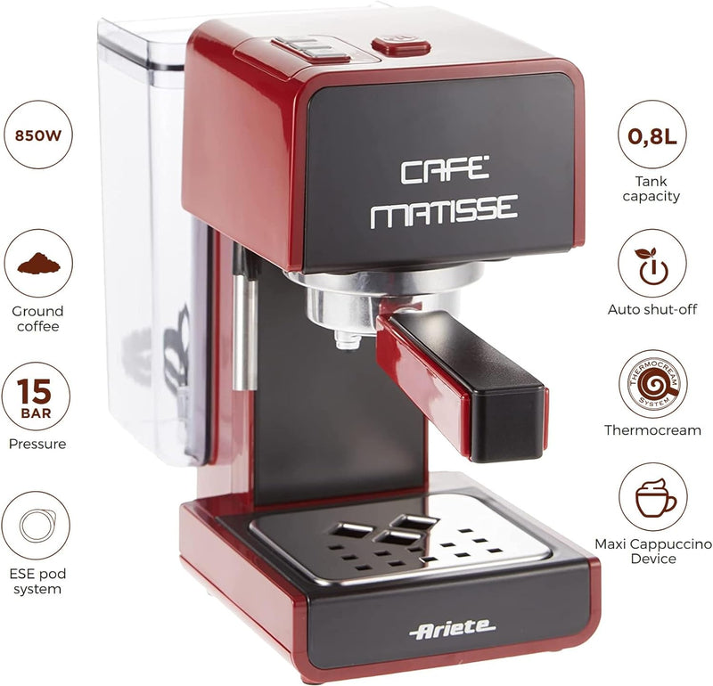 Ariete, 1363/11 Coffee Machine Matisse, Red