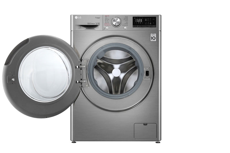 LG, Front Loading Washer, 8 Kg, Bigger Capacity, AI DD, Steam, ThinQ, Silver