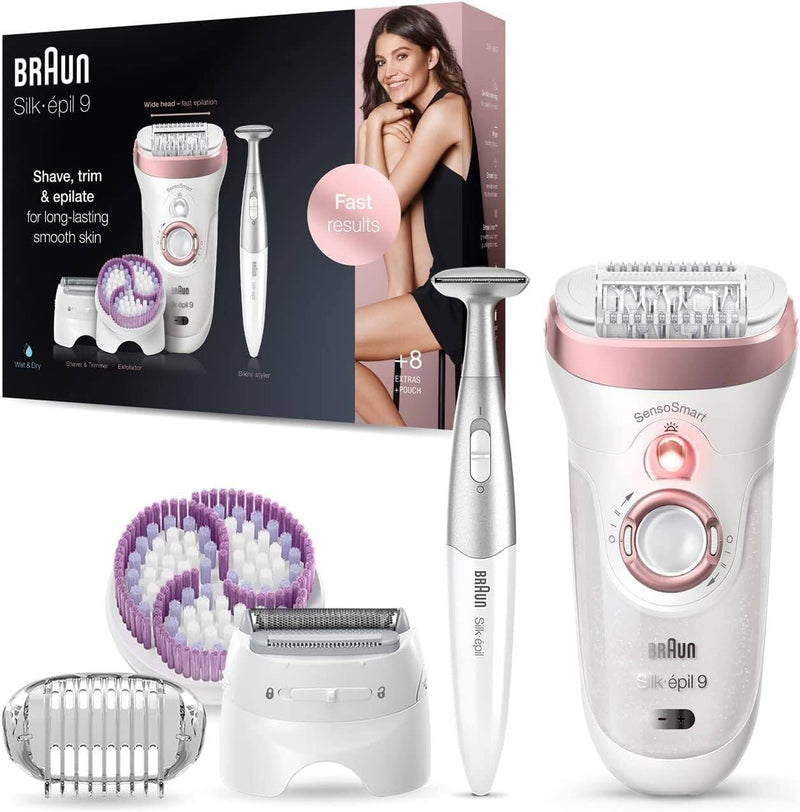 Braun, Silk-Epil 9 980 Skinspa Sensosmart Epilator Rose Gold With 8 Extras