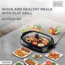 Black+Decker, Electric Health Grill, 1500W, Family-Sized Non-Stick Griddle with Glass Lid, 5-Level Temperature Control, Cool-Touch Handles