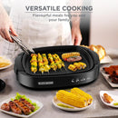 Black+Decker, Electric Health Grill, 1500W, Family-Sized Non-Stick Griddle with Glass Lid, 5-Level Temperature Control, Cool-Touch Handles