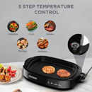Black+Decker, Electric Health Grill, 1500W, Family-Sized Non-Stick Griddle with Glass Lid, 5-Level Temperature Control, Cool-Touch Handles