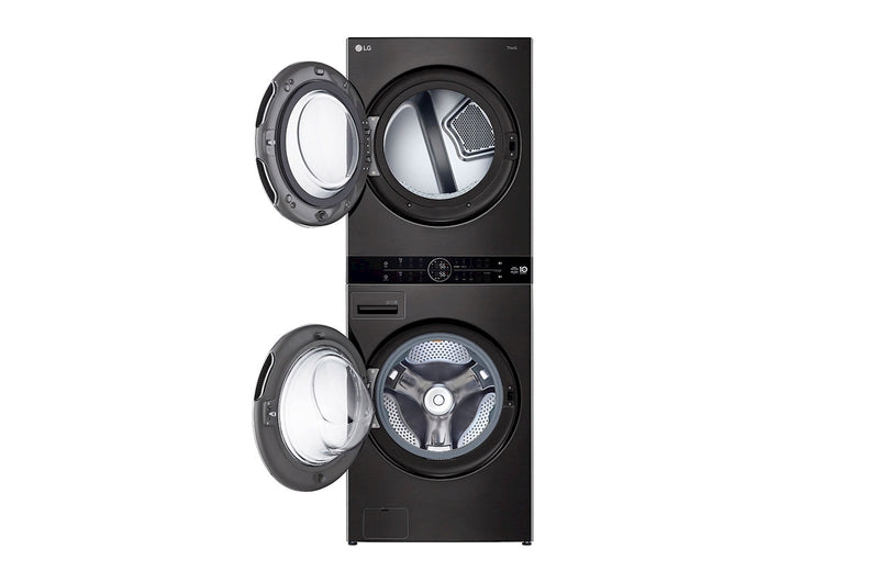 LG, Single Unit Front Load 21/16kg LG WashTower™ with Centre Control™, Black Steel color