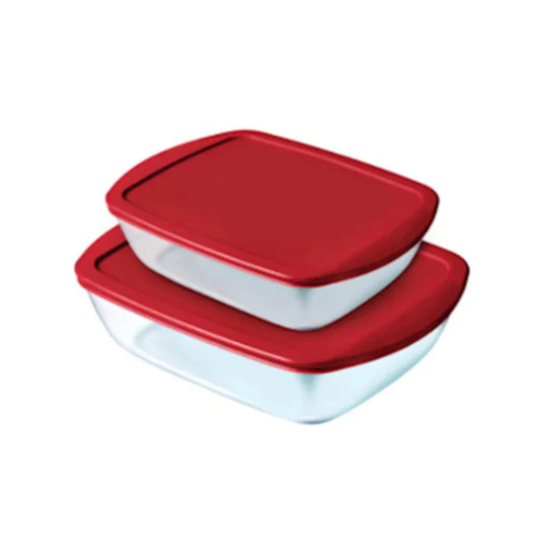 Pyrex, SET 215P+216P +LID RED C&S 913S339
