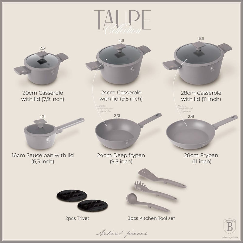 Berlinger Haus, 15 pcs Cookware Set, Taupe Collection