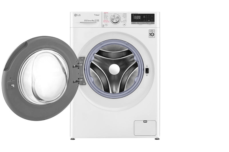 LG, Front Load Washer 9kg, AI Direct Drive Motor, Steam, White