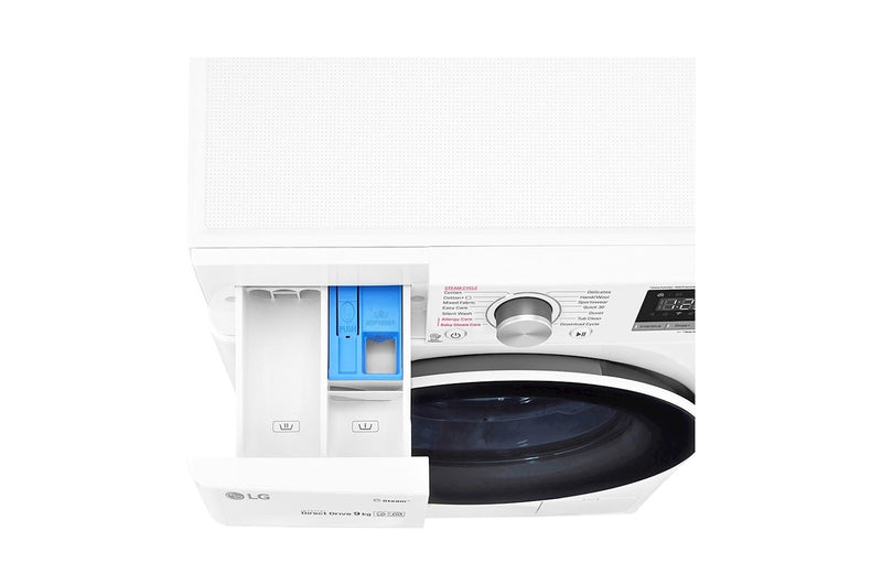 LG, Front Load Washer 9kg, AI Direct Drive Motor, Steam, White