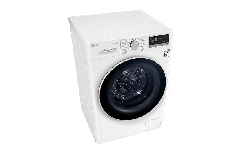 LG, Front Load Washer 9kg, AI Direct Drive Motor, Steam, White