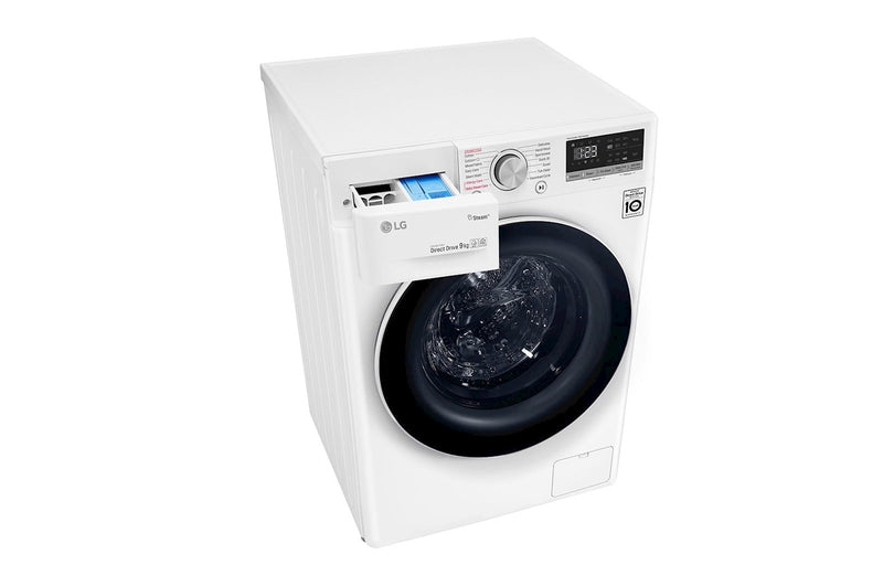 LG, Front Load Washer 9kg, AI Direct Drive Motor, Steam, White