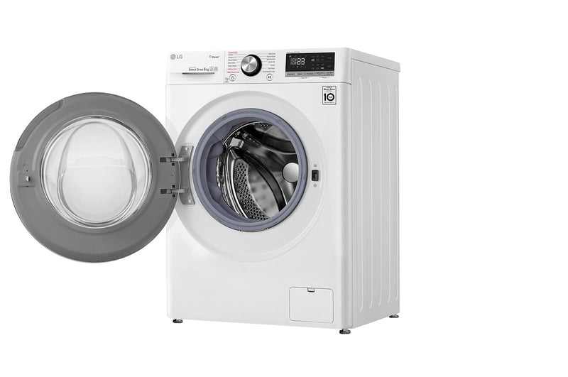 LG, Front Load Washer 9kg, AI Direct Drive Motor, Steam, White