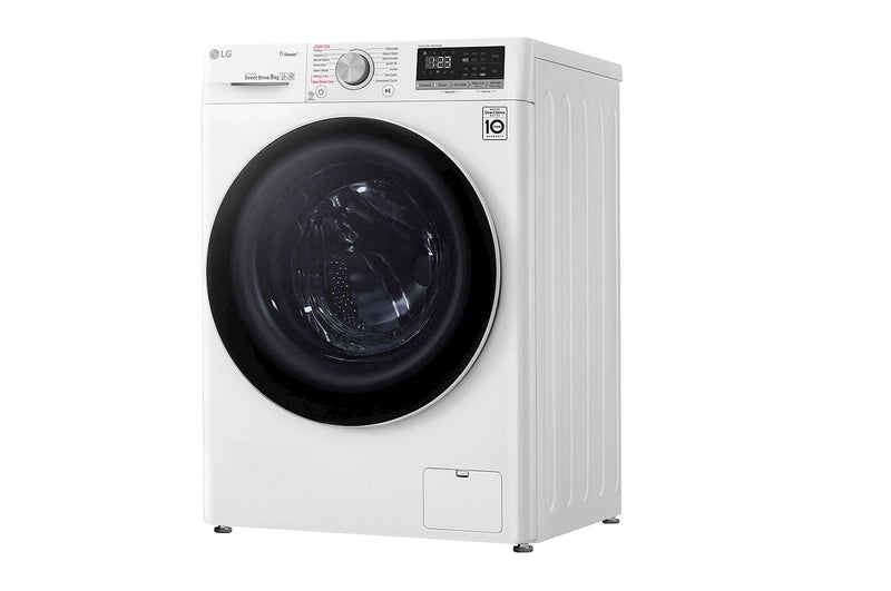 LG, Front Load Washer 9kg, AI Direct Drive Motor, Steam, White