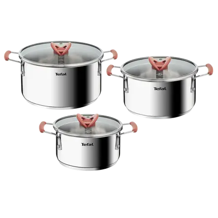 Tefal, Opti'Space Set of 3 Saucepans 18/20/24 cm + lids - Induction