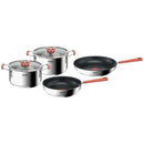 Tefal, Optispace Cookware Set – Pan 24cm & 28cm, Casserole 18 cm & 20 cm + Lid