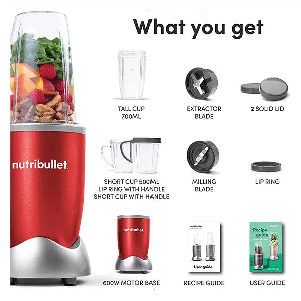Nutribullet, Multi-function Blender, 600W, 12 Pcs, Red