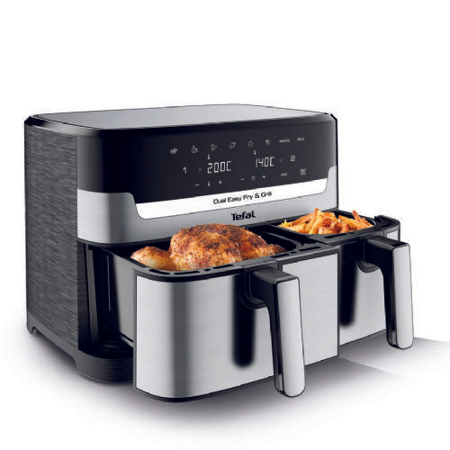 Tefal, Easy Fry Dual Zone Air Fryer & Grill, 8.3L, Stainless Steel EY905D40