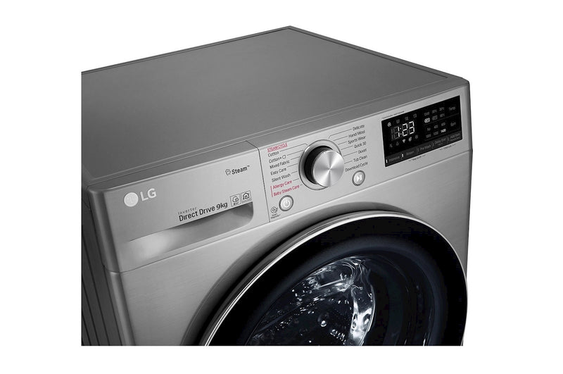 LG, Front Load Washer 9kg, AI Direct Drive Motor, Steam, Silver Color