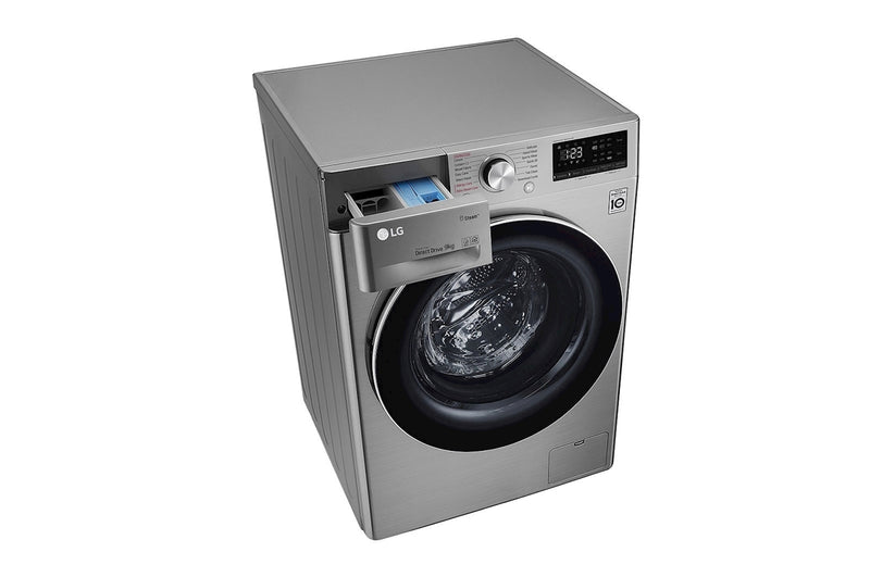 LG, Front Load Washer 9kg, AI Direct Drive Motor, Steam, Silver Color