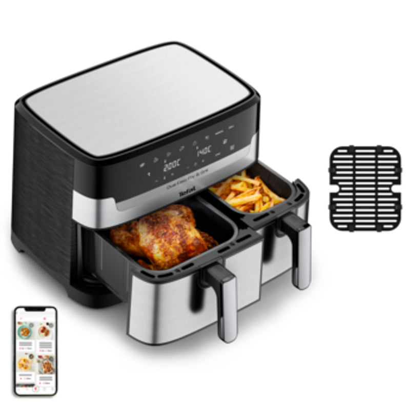 Tefal, EY905D10 Dual Easy Fry & Grill, 2700 W – Black & SS, 8.3L/6p, 50 Hz