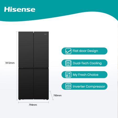 Hisense, Refregirator 4 Doors No Frost Inverter Touch Control – RQ561N4AB1