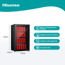 Hisense, Beverage Cooler with 69 Cans/113 Bottles,Glass Door,Recessed Handle,Interior Light,Digital Control,Adjustable Shelves