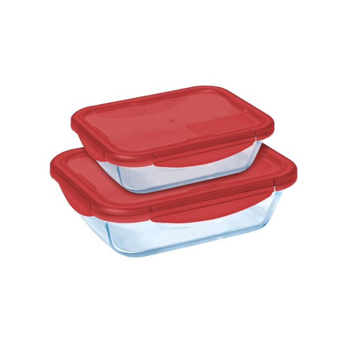 Pyrex, Roaster Dish 913S337 – Set Of 2 + Lids Red