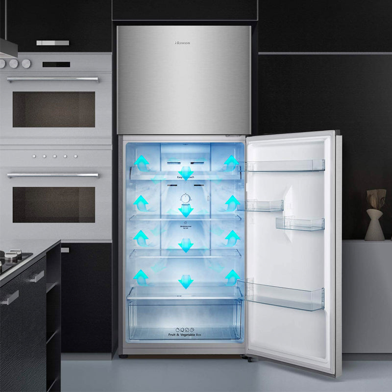 Hisense, Top Mount Refrigerator with Recessed Handle,LED interior Light, Separate Temperature control for Fridge and Freezer,No Frost