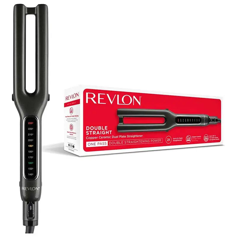 Revlon, Double Straight Copper Ceramic Dual Plate Hair Straightener | Faster Styling and Reduced Damage