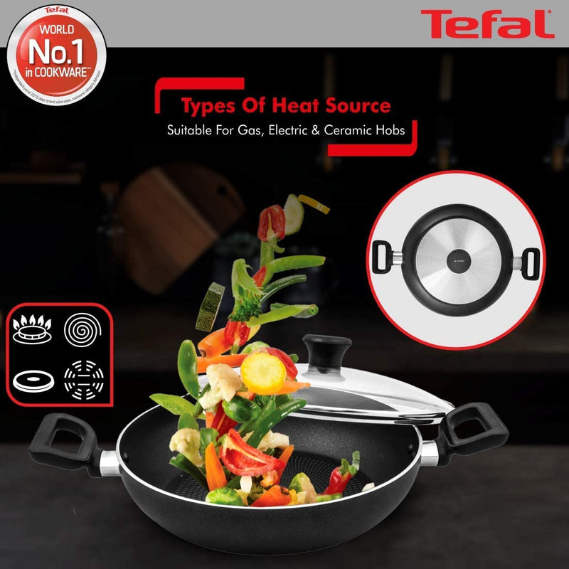 Tefal, Delicia Kadai Cooking Pot with Lid 24cm – B4689685