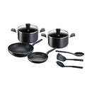 Tefal, Super Cook 9 pieces Cookware Set, Black